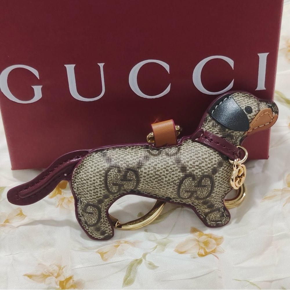 Gucci Monogram Brown Dachshund Keychain